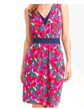Tory Burch Tulip Augustina Pink Red Sleeveless Tie Back Dress XSmall