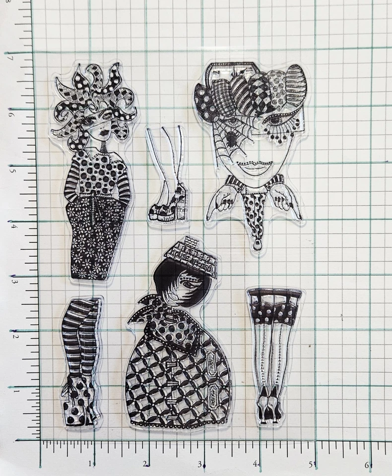 MEDIOS MIXTOS MUJERES Ranger Dylusions Estampillas Transparentes Collage Cara Personas Piernas um629 Foto 2 de 2