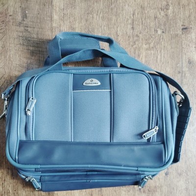 SAMSONITE Soft Laptop Briefcase Messenger Business Bag Blue  Shoulder Strap *Pic