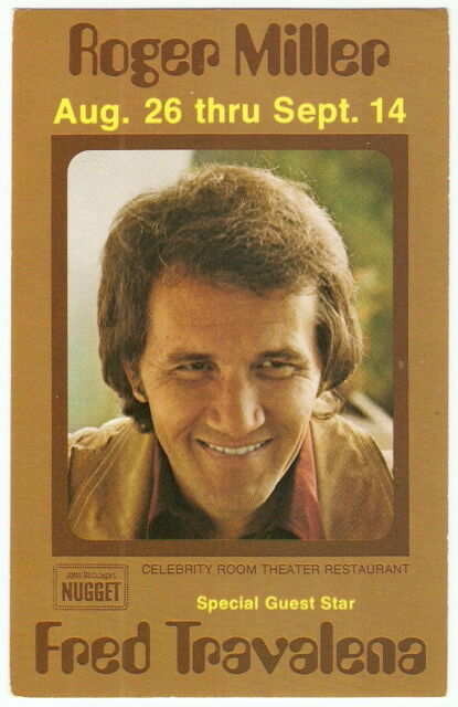 ROGER MILLER 1970's Fred Travalena NUGGET CASINO Reno NV ADVERTISING POSTCARD