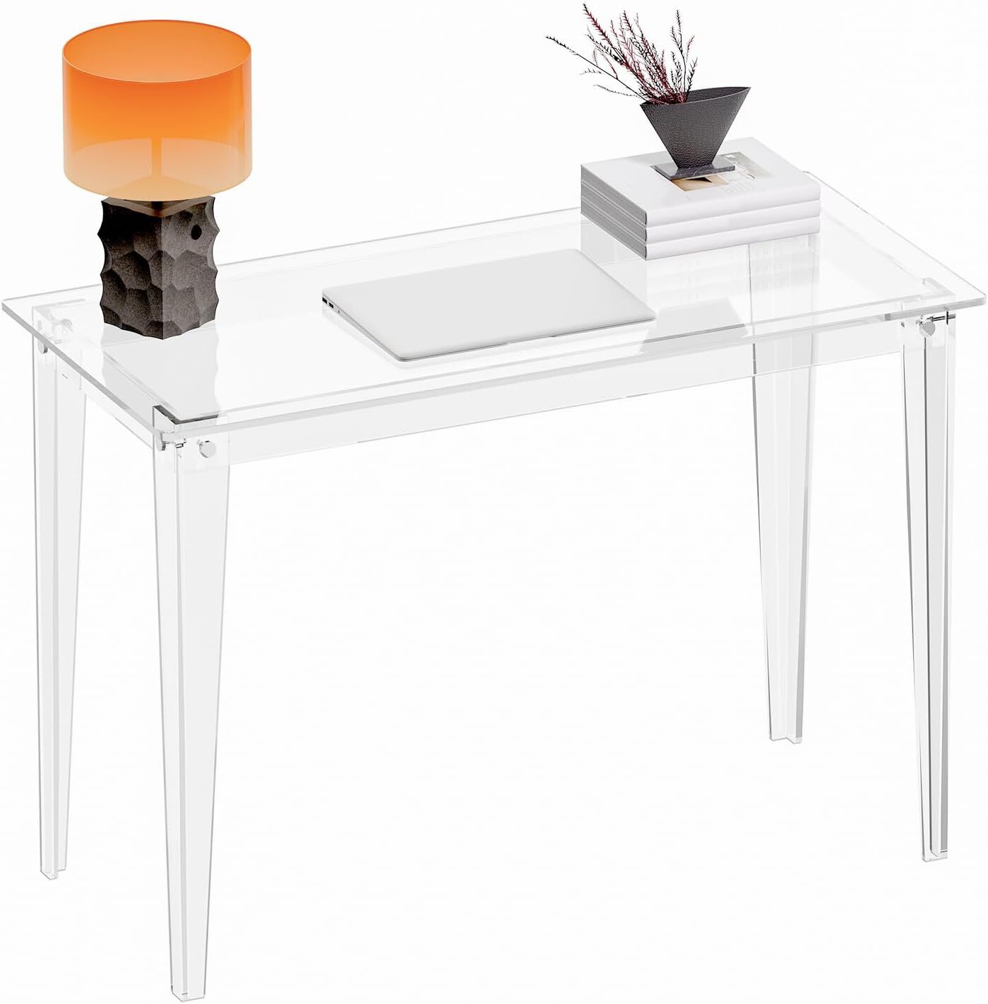 Acrylic Computer Desk, 43.3 Inch, Clear Study Desk for Home Office, Writing-image