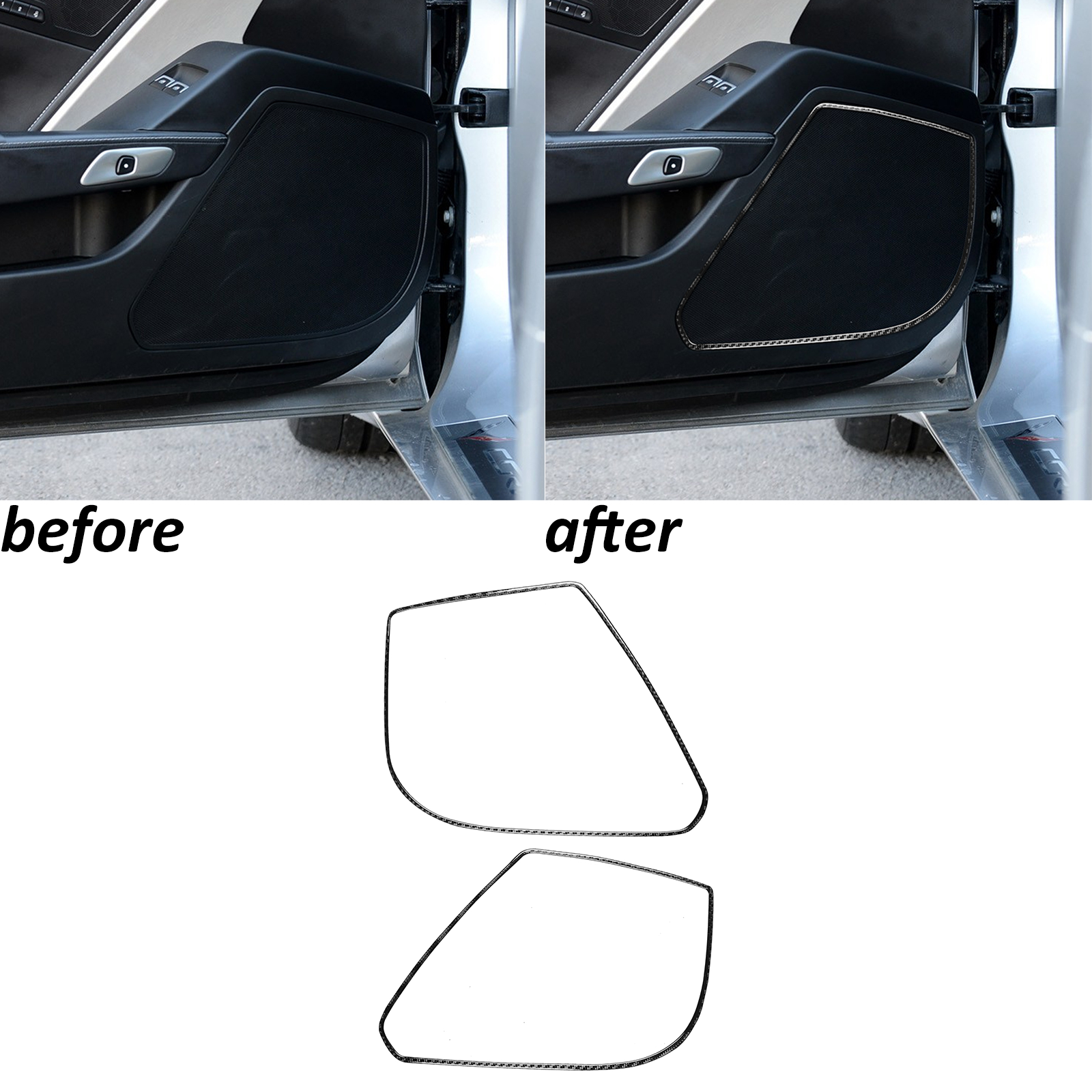 Real Carbon Fiber Interior Door Speaker Panel Frame Trim For Corvette C7 2014-19