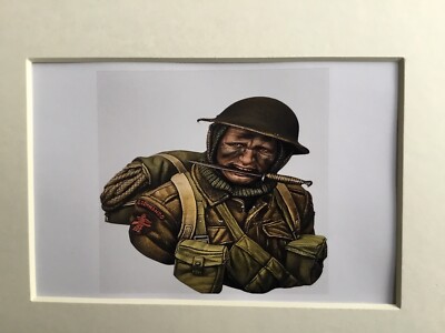 Royal Marine Commando 2nd WW montierter Druck 10 x 8 Zoll