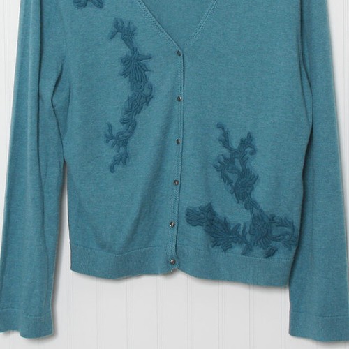 Cardigan manica lunga J Jill Delight nei dettagli con applicazioni ricamate scollo a v XL - Foto 3 di 9