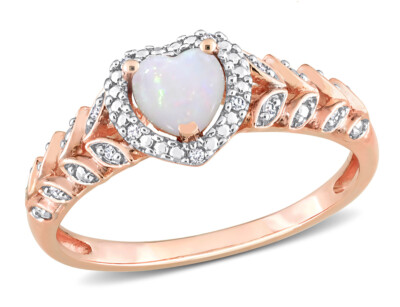 3/10 Karat (ctw) Opal Herz Ring in 10K Rotgold