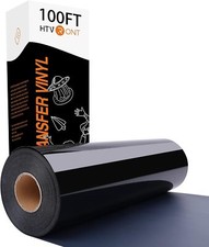 HTVRONT HTV Vinyl Rolls Black Iron on Vinyl - 12" x 100ft HTV Vinyl for T-Shirts