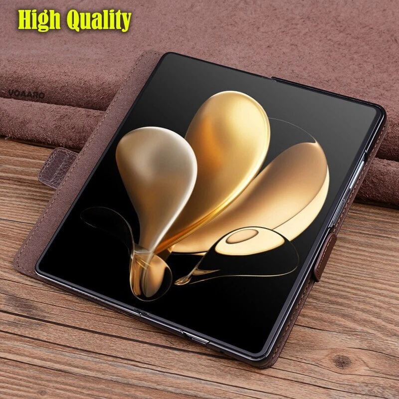 Genuine Leather Flip Case for Xiaomi Mix Fold 2 Crocodile Grids Texture Cover - Image 4 of 4