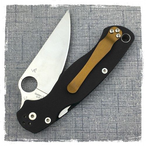 Bronze Titanium Pocket Clip Made For Spyderco Manix 2 Paramilitary 2 Knives - Picture 4 of 9