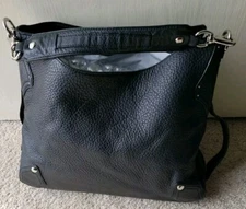 COLE HAAN Tote Bag Village Black Pebble Leather Shopper NWOT