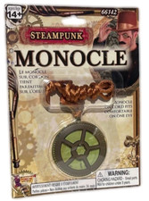 STEAMPUNK MONOCLE On Cord Brown Plastic One Eye Costume Eyewear Punk Futuristic