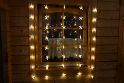 Lichtervorhang 1m 40 Sterne für Fenster Lichterkette LED beleuchtet Weihnachten