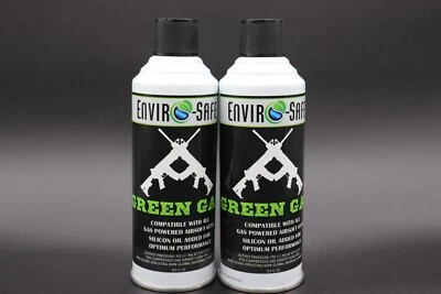 ENVIROSAFE Green Gas, Magnum HiGH Powered Compatible ALL Gas Powered Airsoft Guns 2 cans