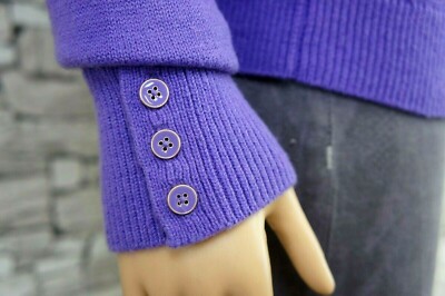 TALBOTS DAMEN FLEX LAMMWOLLE FEST FREIZEIT PULLOVER KNÖPFE FLIEDER LILA  38 40