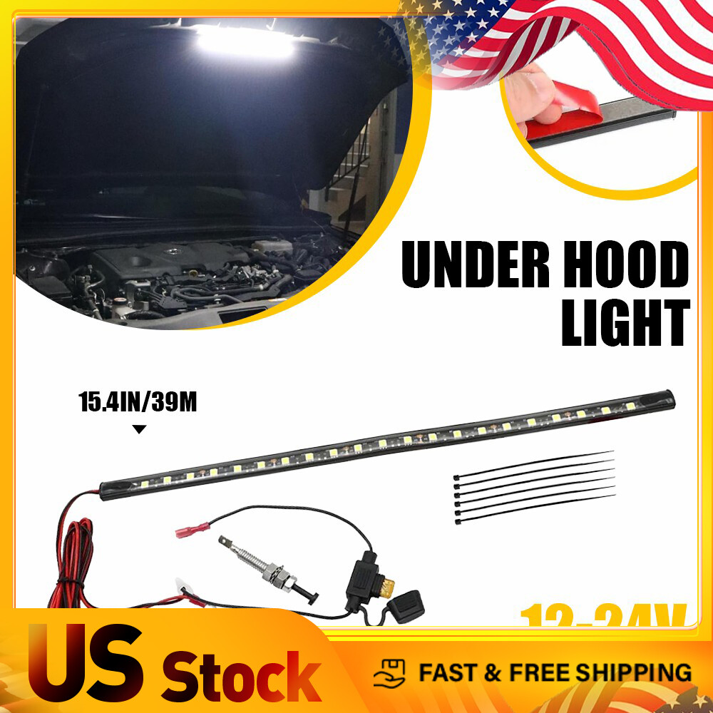 Universal 6000K White Under Hood LED Light Kit Auto On/Off for All Vehicles
