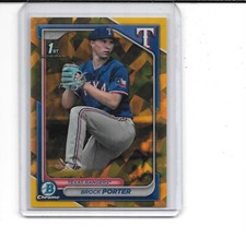 2024 BOWMAN SAPPHIRE BROCK PORTER RC GOLD REFRACTOR # 9/50 RANGERS