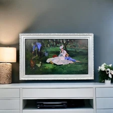 32, 43, 50 inch Ornate frame for Samsung The Frame TV, Distress white finish