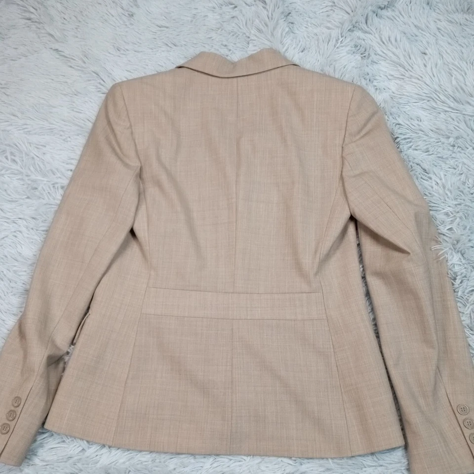 Chaqueta de esquina informal vintage para mujer 4 flexiones mezcla de lana blazer bolsillos de imitación Foto 2 de 4
