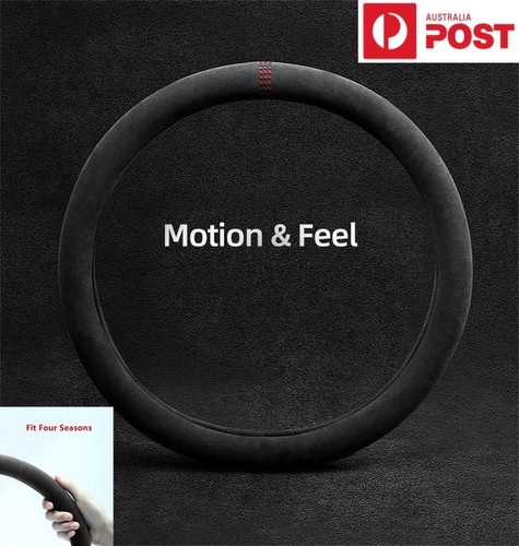 Car Steering Wheel Cover Universal 15Inch Black Suede Moisture Absorption Trim