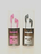 2 x Magnavox Stable Fit Earphones Silicone Comfort Clear Sound Chose Colors
