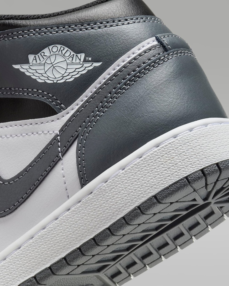 Nike GS Air Jordan 1 Mid Black White Iron Grey DQ8423-001 Nike GS Air Jordan 1 Mid Black White Iron Grey DQ8423-001