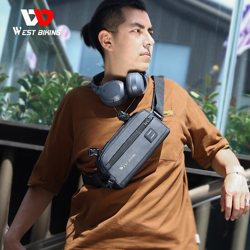 WEST BIKING Moda Riflettente Bici Manubrio Borsa Borsa a Tracolla 2L foto 6