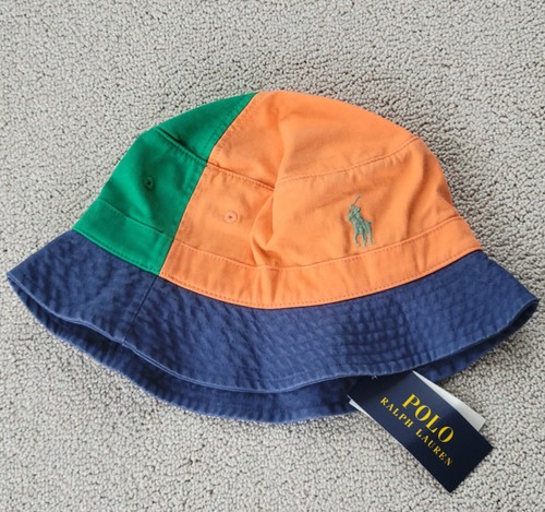 Polo Ralph Lauren Mens Loft Bucket Hat Color Block Cap Orange/Multi Size S/ M - 第 1/9 張圖片