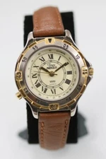 Timex Women Watch Silver Gold Stainless St Brown Leather Light WR Beige Quartz