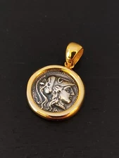 Sterling Silver 925 Greek Goddess Athena Pendant Jewelry From Greece