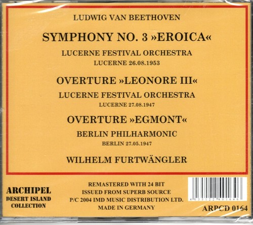 BEETHOVEN - SYMPH NO 3 - OVERTURES - FURTWANGLER - 1953 - LUCERNE - Picture 2 of 2