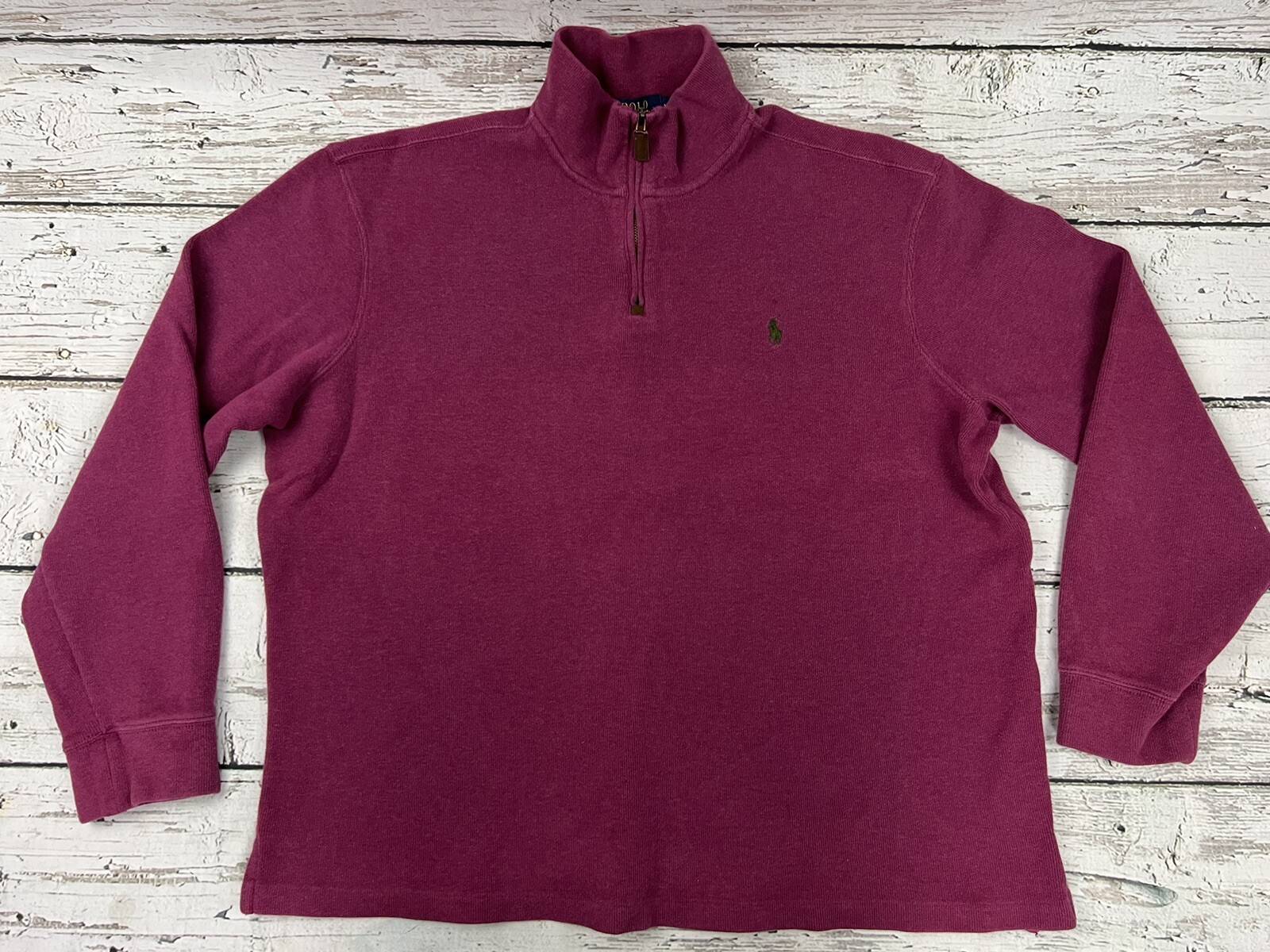 Polo Ralph Lauren maglione felpa uomo 1 4 quarto zip verde pony taglia XL