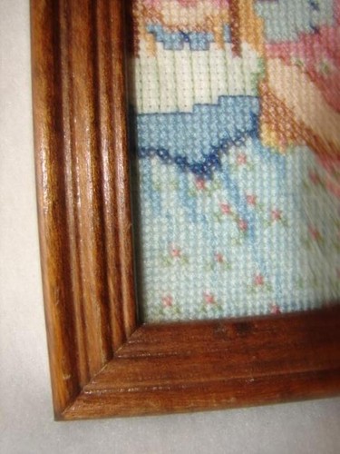 Handmade Needlepoint Framed Picture With Glass " Priceless Antique is Friend - Picture 3 of 4
