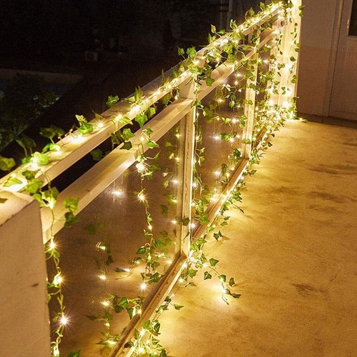 Solar LED Lichterkette Außen Beleuchtung Streifen Efeu Garten Balkon 2/5/10M DE - Bild 5 von 18