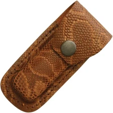 LEATHER BELT POUCH FOR 3 to 3.25" CLOSED FOLDING KNIFE, FAUX PYTHON,   SH1202