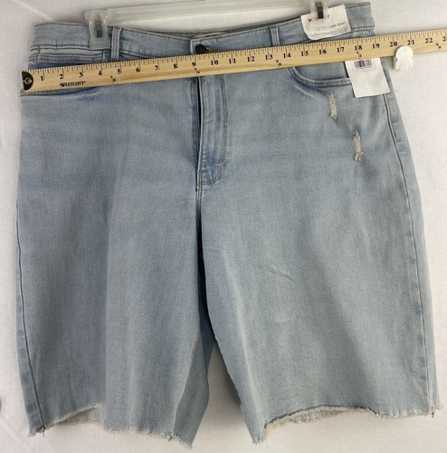 Womens Wrangler Size 16 Light Wash High Rise Stretch Bremuda Cut Off Shorts 10” - Picture 11 of 11