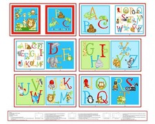 Henry Glass Co ABC Animal Alphabet 100 Cotton Soft Book Fabric Panel