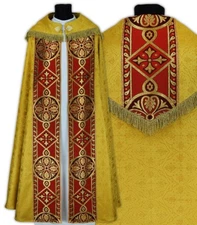 Gold/red Gothic Cope with stole K013-GC16f Vestment Capa pluvial Dorada/roja