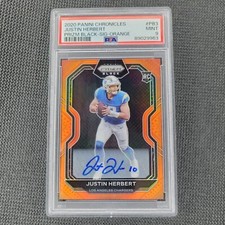 2020 Panini Chronicles Prizm Black Justin Herbert RC Auto Orange /75 PSA 9 🔥