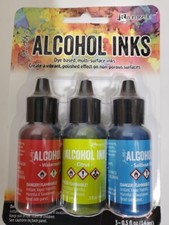 Ranger Tim Holtz Alcohol Ink .5oz, 3Pc Inks NEW Watermelon Citrus Sailboat Blue
