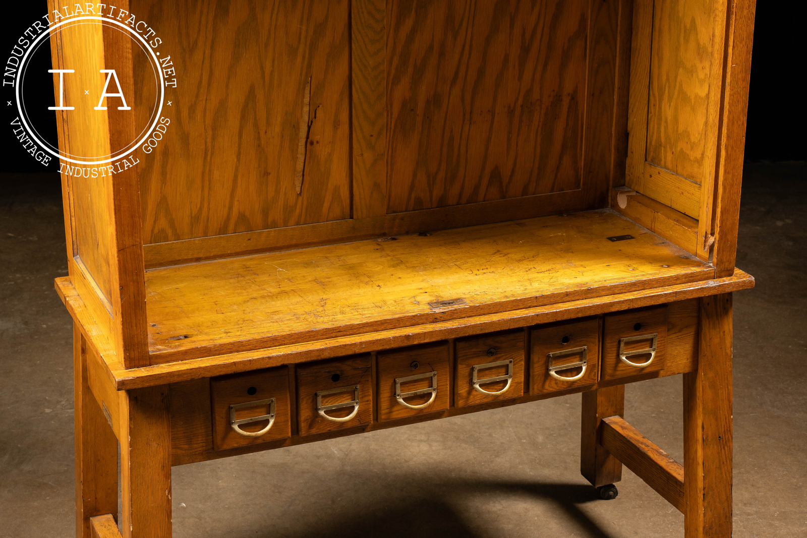 Vintage Tambour Door Laboratory Cabinet