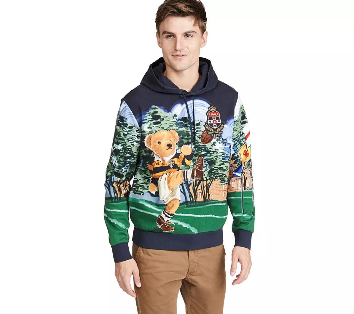398 NWT Men s Polo Ralph Lauren Ltd Edition Bear Kicking Football