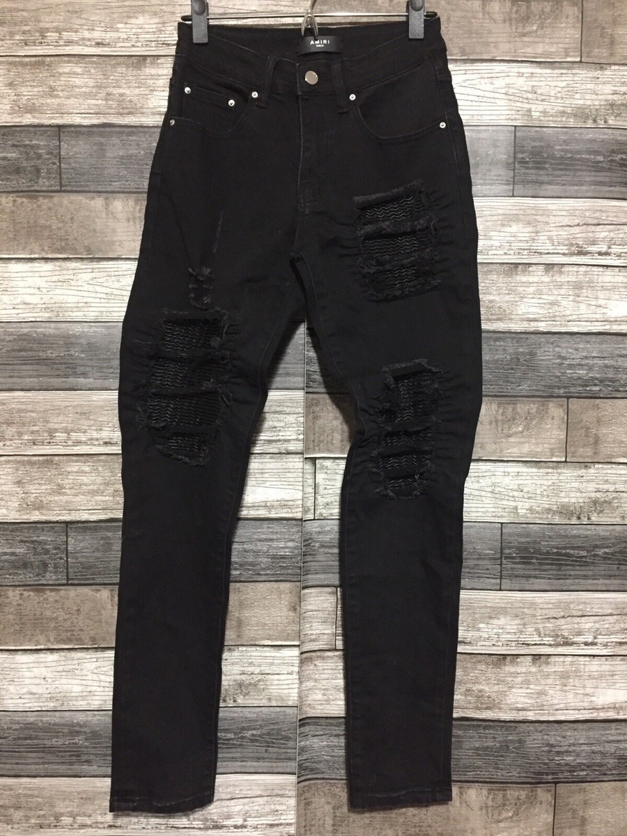 Amiri Distressed Skinny Jeans Men's 28x29.5 Black Denim Stretch | eBay