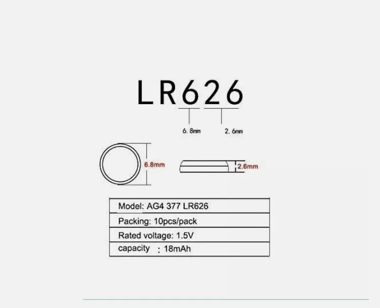 10 Pcs LR626 SR66 SR626SW Alkaline Button Watch Battery  AG4 377 376 364 363 - Image 2 of 4
