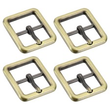 4Pcs 0.75" Single Prong Belt Buckle Square Center Bar Buckles for Belt Bronze