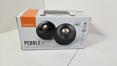 Creative Pebble V2 - Minimalistische 2.0 USB-C aktive Desktop-Lautsprecher, 3,5 mm AU