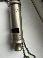 Whistle Vintage J. Hudson & Co LTD Birmingham 19 England Nickel Plated Whistle