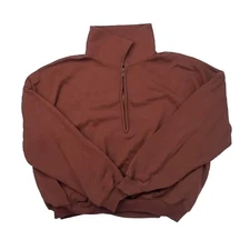 Rylee + Cru Quarter Zip Pullover Brick Small Soft Cozy Top