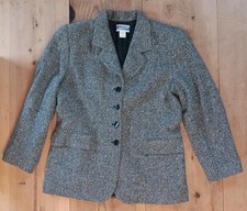 Vtg Pendleton Women Petite 12P Blazer Jacket Button Up Gray Tweed Wool Blend USA