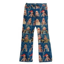 Vintage Wam Wam Sock Monkey Jeans Size 8 120CM Blue Red Adjustable Waist