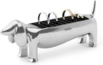 Umbra Dachsie Design/Dachshund Inspired Ring/Earring Holder Chrome Finish-NIB