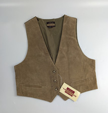 VTG 90s Authentic Tradition Brown Leather Vest NWT Western Festival Moto Cowboy